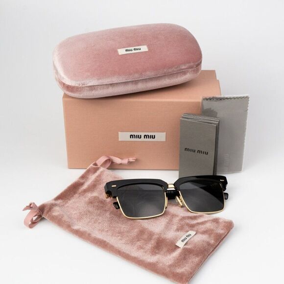 NEW Miu Miu MU10ZS 1AB5S0 Black Dark Grey Square Unisex Sunglasses 0MU 10ZS main image 11